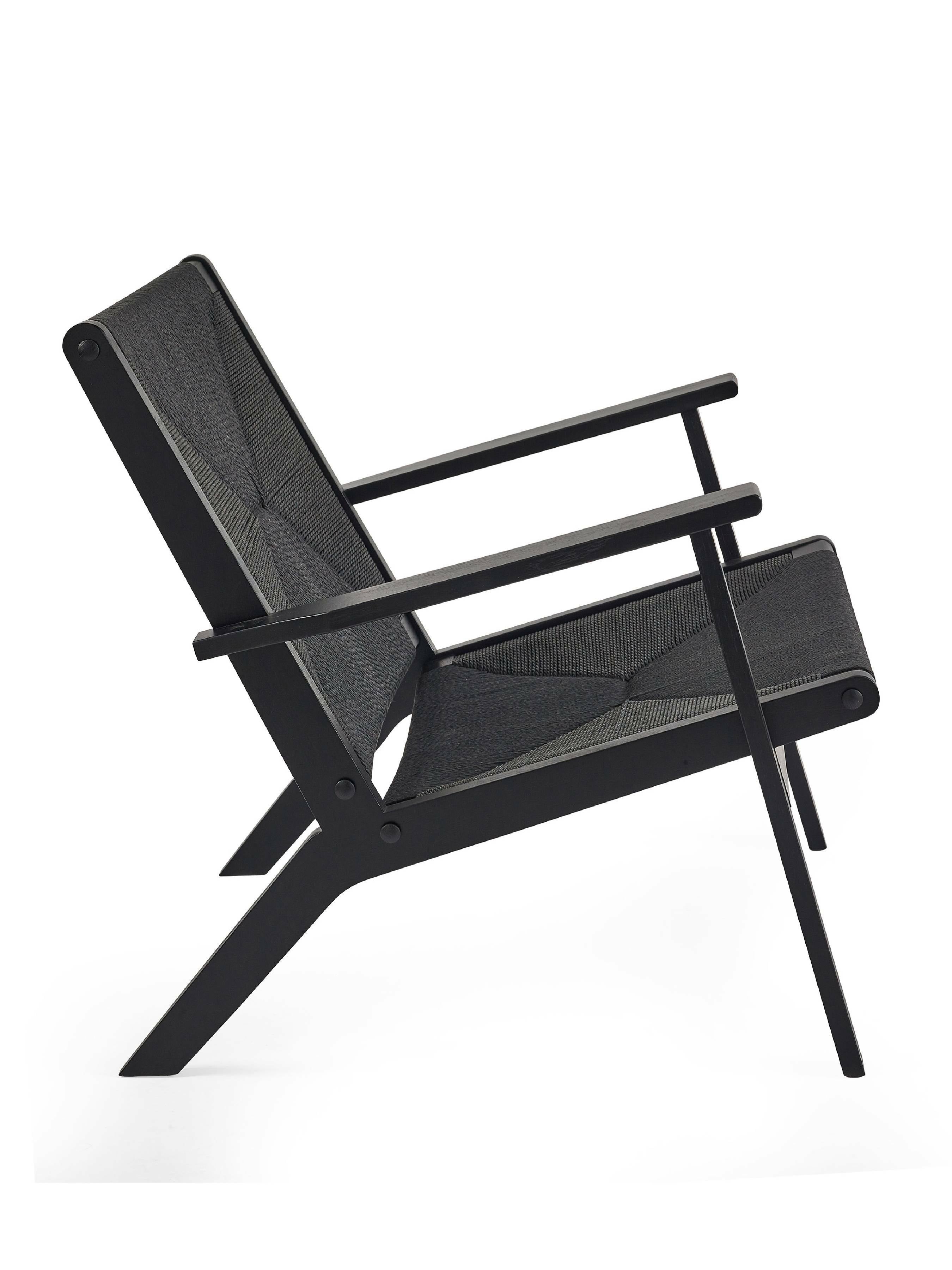 Barley Black Oak Wood & Rope Accent Chair